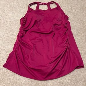 Lands End One Piece Swim Dress Size 26W Rouched Built In Bra